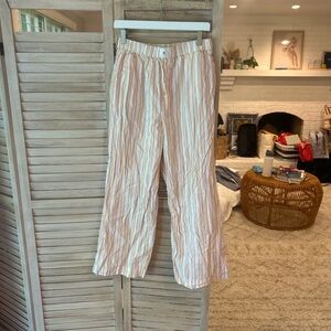 Anthropologie Striped Wide Leg Pants - Pink and White